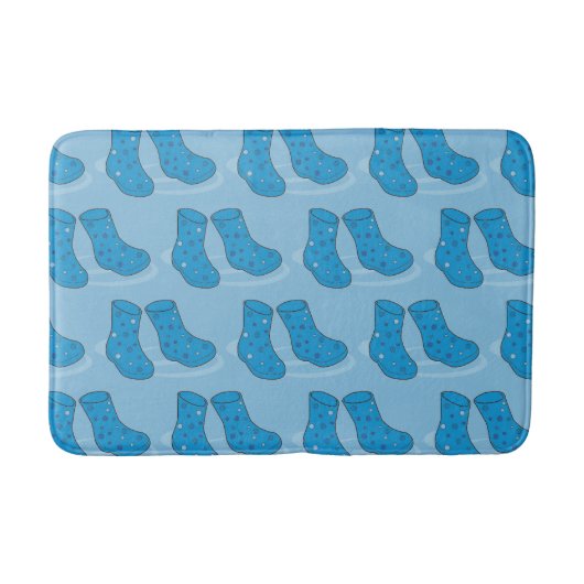 Blue Spotty Wellies Boots Quirky Pattern Badematte (Vorderseite)