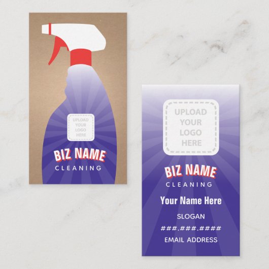 Blue Spray Bottle Cleaning Company Visitenkarte (Vorne/Hinten)