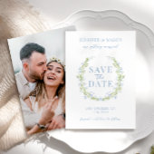 Blue Spring Blume Save the Date Foto Einladung