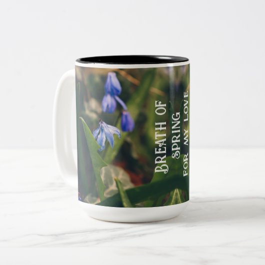 Blue Spring Blume Zweifarbige Tasse (Vorderseite Links)