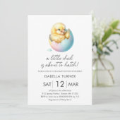 Blue Spring Chick Baby Dusche Einladung (Stehend Vorderseite)