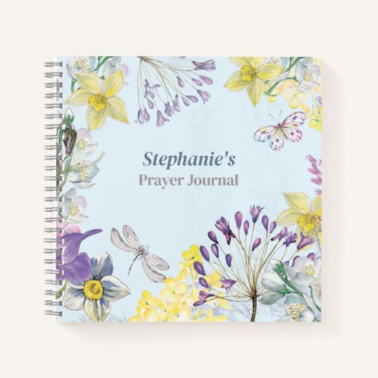 Blue Spring Floral Watercolor Gebet Journal Notizblock (Vorderseite)