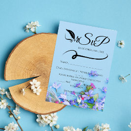 Blue Spring Minimalistisch handgeschriebene Hochze RSVP Karte