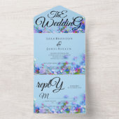 Blue Spring Romantic Calligraphy The Wedding All In One Einladung (Innen)