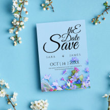 Blue Spring Save the Date Hochzeitskarte