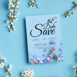Blue Spring Save the Date Hochzeitskarte