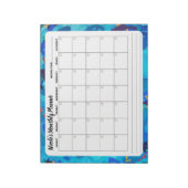 Blue Sprinkle Abstrakt Monthly Calendar Notepad Notizblock (Rotiert)