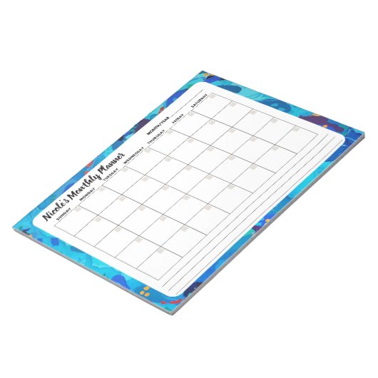 Blue Sprinkle Abstrakt Monthly Calendar Notepad Notizblock (angewinkelt)