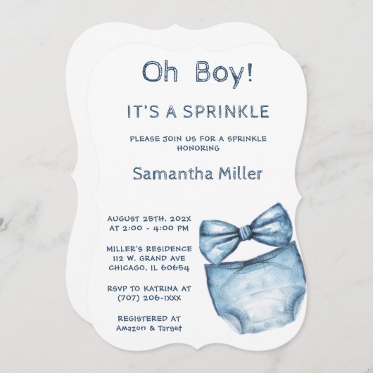 Blue Sprinkle Baby Dusche bestellbar Einladung (Vorne/Hinten)