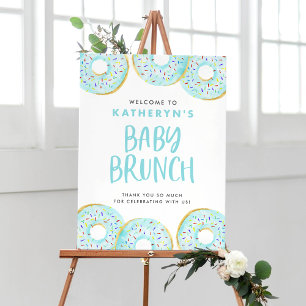 Blue Sprinkle Donuts Baby Brunch Willkommen Poster