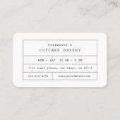 Blue Sprinkles Cupcake Bakery Business Card Visitenkarte (Rückseite)