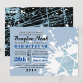 Blue Spritzer Star Bar Bat Mitzvah Einladung (Vorne/Hinten)