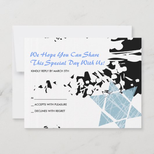Blue Spritzer Star Bar Bat Mitzvah Repair Card RSVP Karte (Vorderseite)