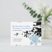 Blue Spritzer Star Bar Bat Mitzvah Repair Card RSVP Karte (Stehend Vorderseite)