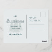 Blue Spruce Foil Weihnachten Postkarte (Rückseite)