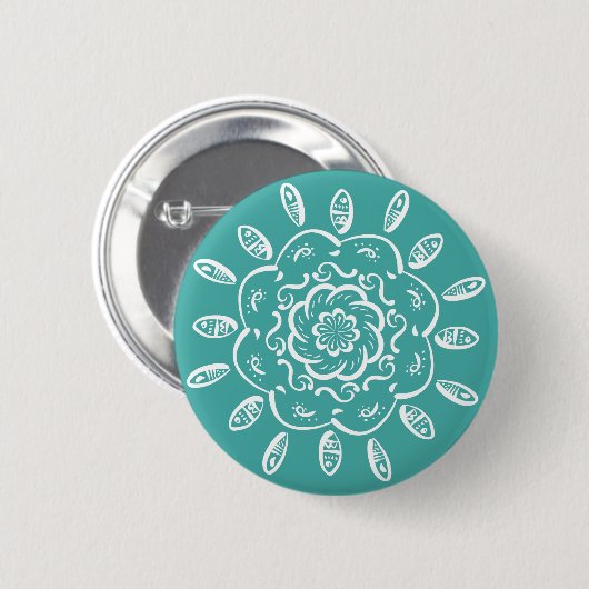 Blue Spruce Mandala Button (Vorne & Hinten)
