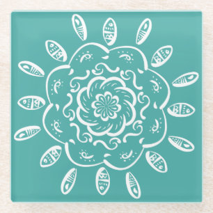 Blue Spruce Mandala Glasuntersetzer