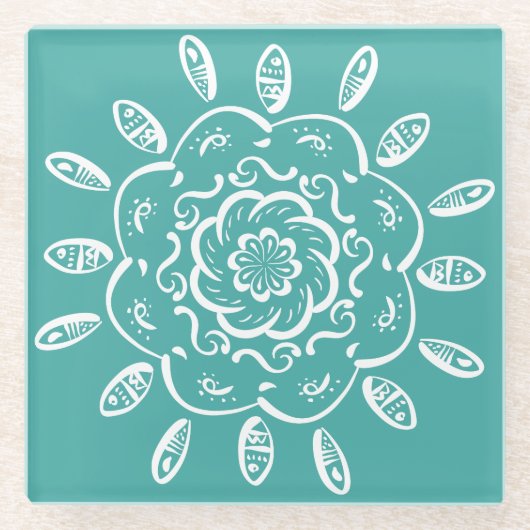Blue Spruce Mandala Glasuntersetzer (Vorderseite)