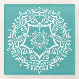 Blue Spruce Mandala Glasuntersetzer