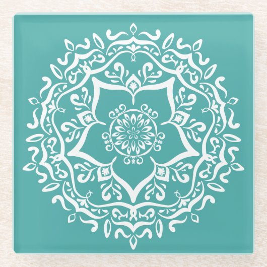 Blue Spruce Mandala Glasuntersetzer (Vorderseite)