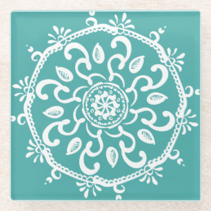 Blue Spruce Mandala Glasuntersetzer
