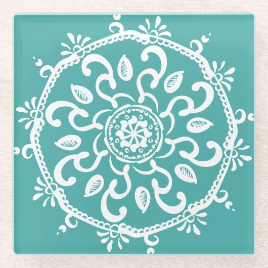 Blue Spruce Mandala Glasuntersetzer (Vorderseite)