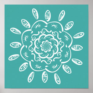 Blue Spruce Mandala Poster