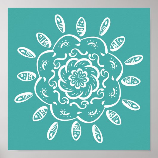 Blue Spruce Mandala Poster (Vorne)