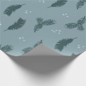 Blue Spruce Pine and Feather Wrapping Paper Geschenkpapier (Ecke)