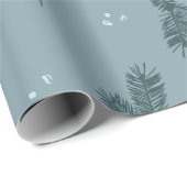 Blue Spruce Pine and Feather Wrapping Paper Geschenkpapier (Rolleneckpunkt)