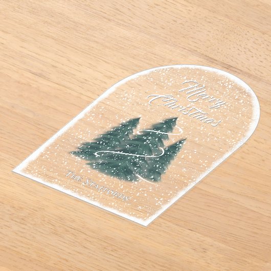 Blue Spruce Snowfall Acrylic Weihnachtskarte Acryleinladungen (Ablage )