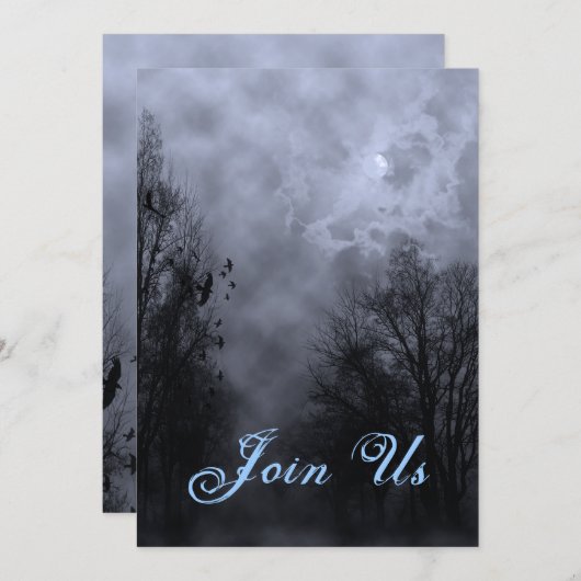 Blue Spuk Sky Custom Halloween Einladungen (Vorne/Hinten)