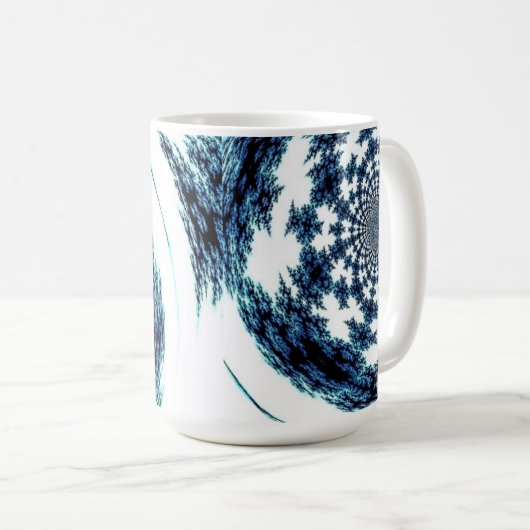 Blue Spun Thread Fraktal Design Kaffeetasse (VorderseiteRechts)