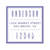 Blue Square | Art Deco Rücksendeadresse Permastempel (Design)