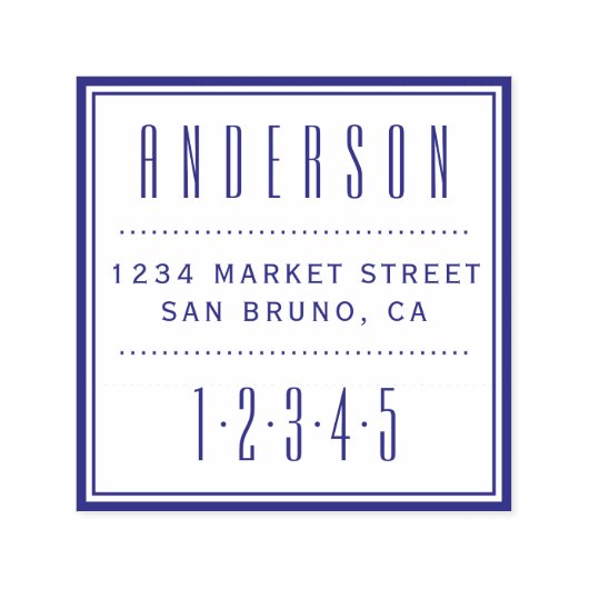 Blue Square | Art Deco Rücksendeadresse Permastempel (Design)