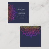 Blue Square Business Card mit Floral Mandala Quadratische Visitenkarte (Vorne/Hinten)