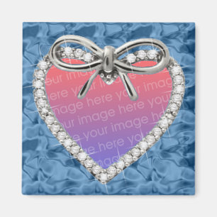 Blue Square Diamond Heart Frame Magnet