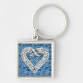Blue Square Liebe Diamond Herz Keychain Schlüsselanhänger (Vorne)