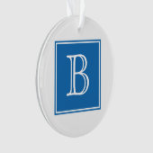 Blue Square Monogram Acrylic Ornament (Vorderseite)