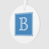 Blue Square Monogram Acrylic Ornament (Vorderseite)