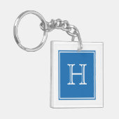 Blue Square Monogram Acrylic Schlüsselanhänger (Vorderseite links)