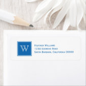 Blue Square Monogram Address Labels (Insitu)