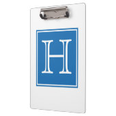 Blue Square Monogram Clipboard Klemmbrett (Links)