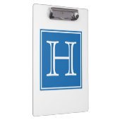 Blue Square Monogram Clipboard Klemmbrett (Rechts)