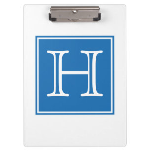 Blue Square Monogram Clipboard Klemmbrett