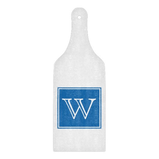 Blue Square Monogram Cutting Board Schneidebrett (Vorderseite)