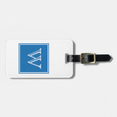 Blue Square Monogram Lugtag Gepäckanhänger (Vorderseite horizontal)