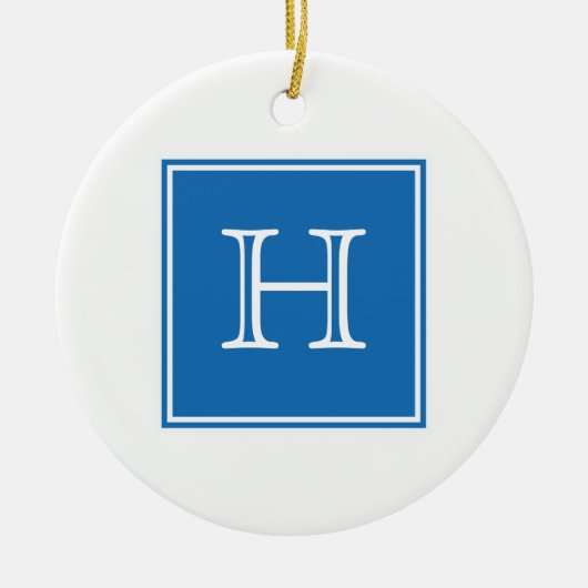 Blue Square Monogram Ornament (Vorne)