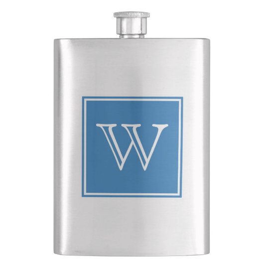 Blue Square Monogram Premium Flask Flachmann (Vorderseite)