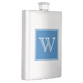 Blue Square Monogram Premium Flask Flachmann (Rechts)
